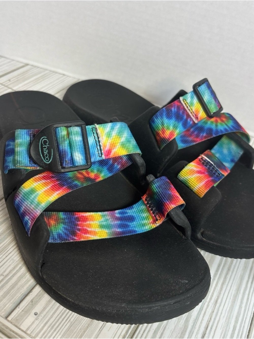 Chaco Chillos Slide Tie Dye Sandal Women's Size 9 Rainbow JCH108782 Shoes Beach
